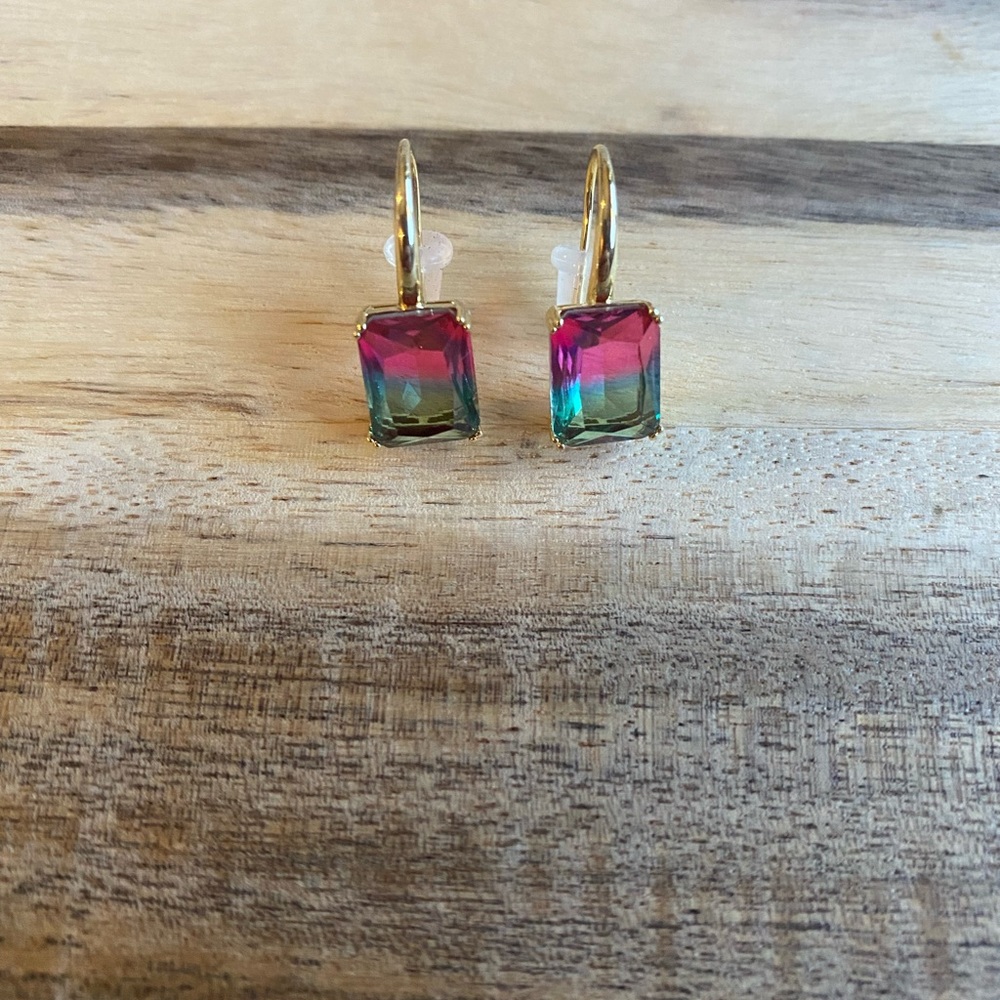Watermelon Tourmaline earrings high quality elegant hand made ombre gradient - Picture 7 of 11